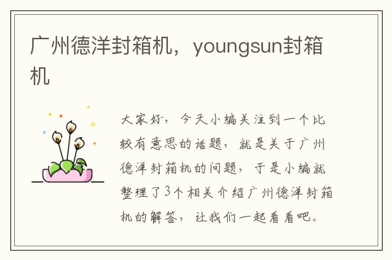 广州德洋封箱机，youngsun封箱机