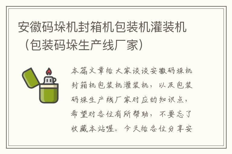 安徽码垛机封箱机包装机灌装机(包装码垛生产线厂家)