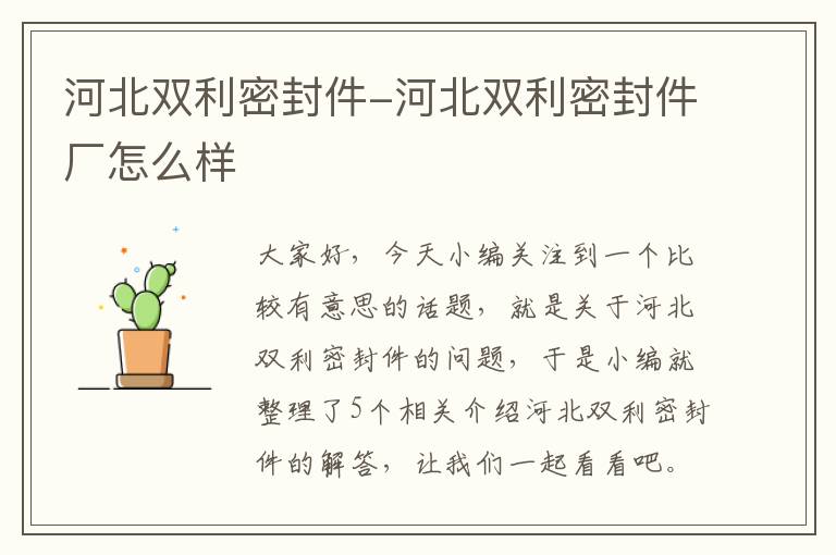 河北双利密封件-河北双利密封件厂怎么样