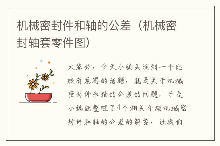 机械密封件和轴的公差（机械密封轴套零件图）
