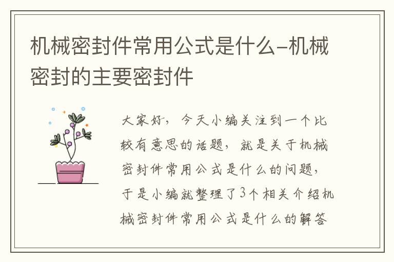 机械密封件常用公式是什么-机械密封的主要密封件