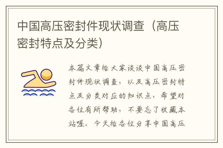 中国高压密封件现状调查(高压密封特点及分类)
