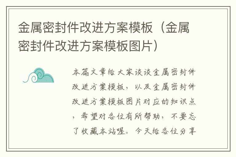 金属密封件改进方案模板（金属密封件改进方案模板图片）