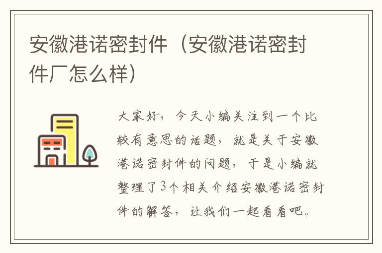 安徽港诺密封件(安徽港诺密封件厂怎么样)