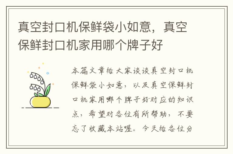 真空封口机保鲜袋小如意,真空保鲜封口机家用哪个牌子好
