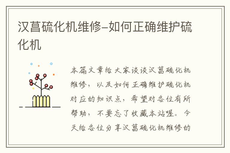 汉菖硫化机维修-如何正确维护硫化机
