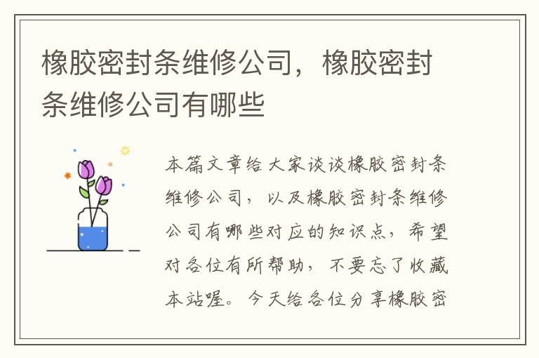 橡胶密封条维修公司,橡胶密封条维修公司有哪些