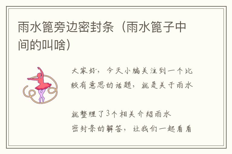 雨水篦旁边密封条（雨水篦子中间的叫啥）