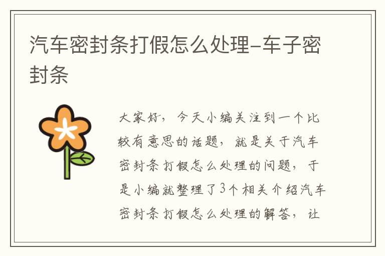 汽车密封条打假怎么处理-车子密封条