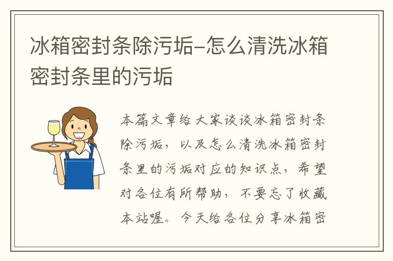 冰箱密封条除污垢-怎么清洗冰箱密封条里的污垢