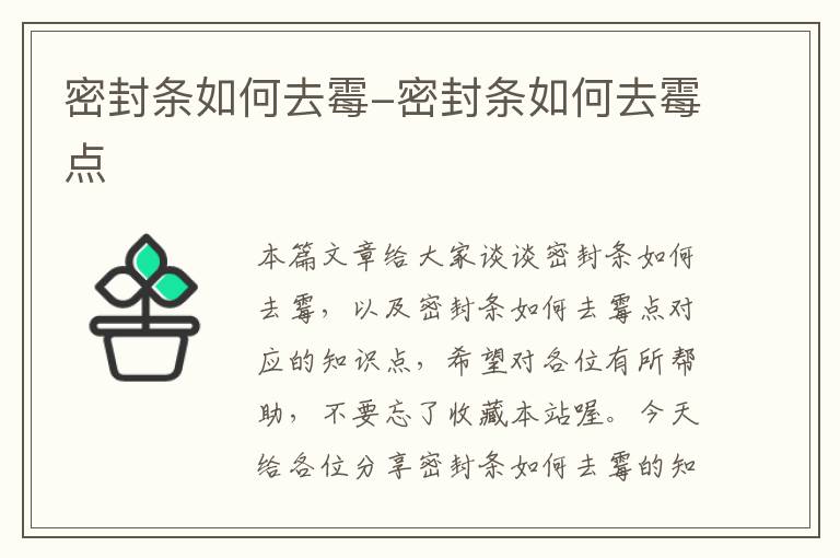 密封条如何去霉-密封条如何去霉点