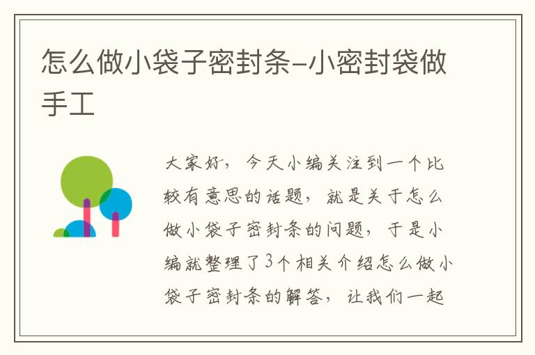 怎么做小袋子密封条-小密封袋做手工