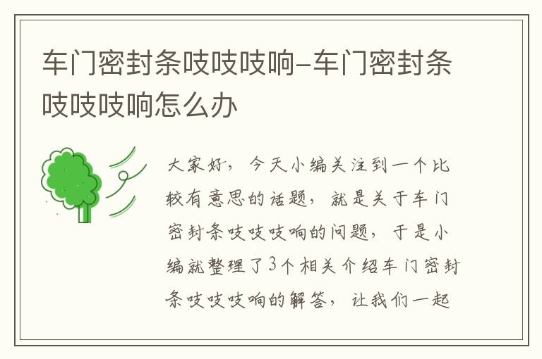 车门密封条吱吱吱响-车门密封条吱吱吱响怎么办