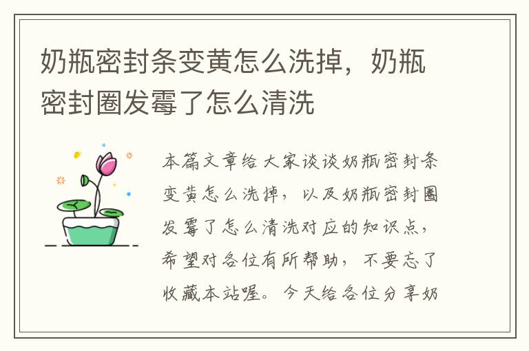 奶瓶密封条变黄怎么洗掉,奶瓶密封圈发霉了怎么清洗