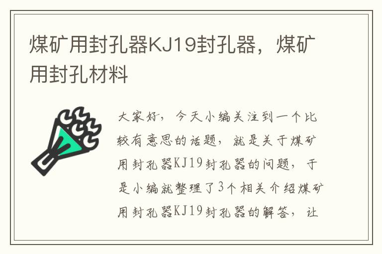 煤矿用封孔器KJ19封孔器，煤矿用封孔材料