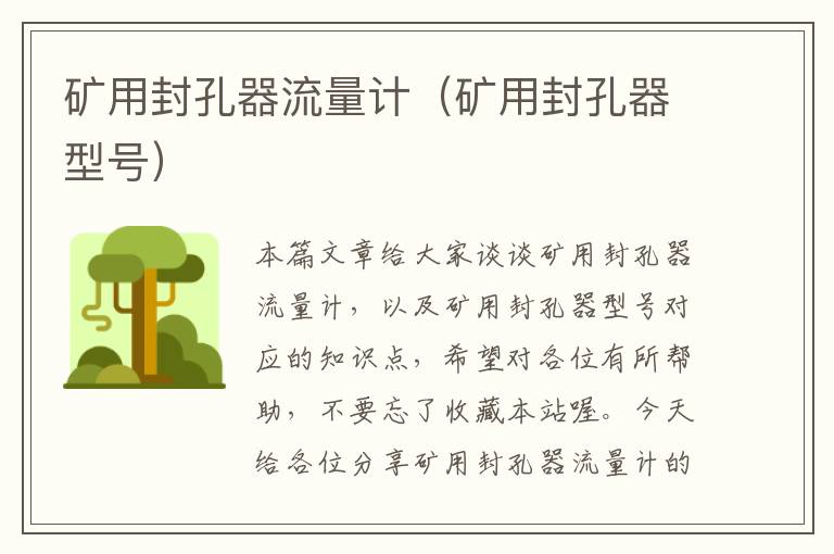矿用封孔器流量计（矿用封孔器型号）