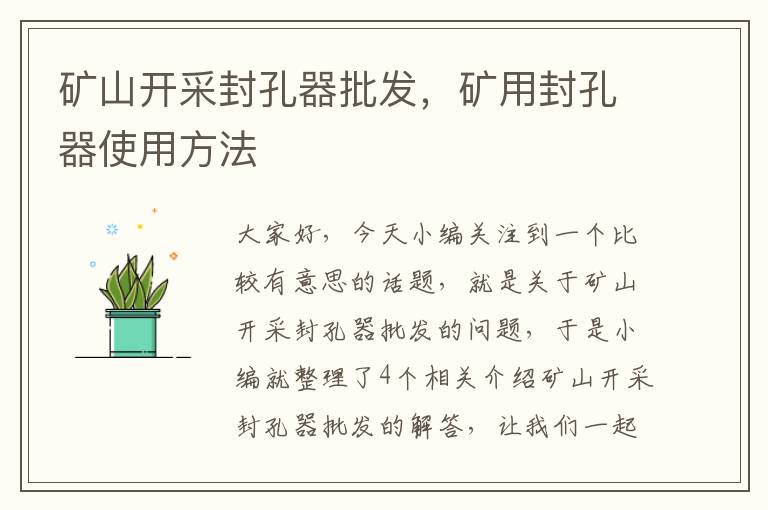 矿山开采封孔器批发,矿用封孔器使用方法