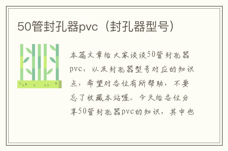 50管封孔器pvc(封孔器型号)
