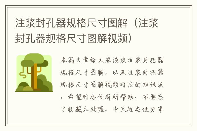 注浆封孔器规格尺寸图解(注浆封孔器规格尺寸图解视频)