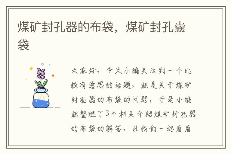煤矿封孔器的布袋,煤矿封孔囊袋