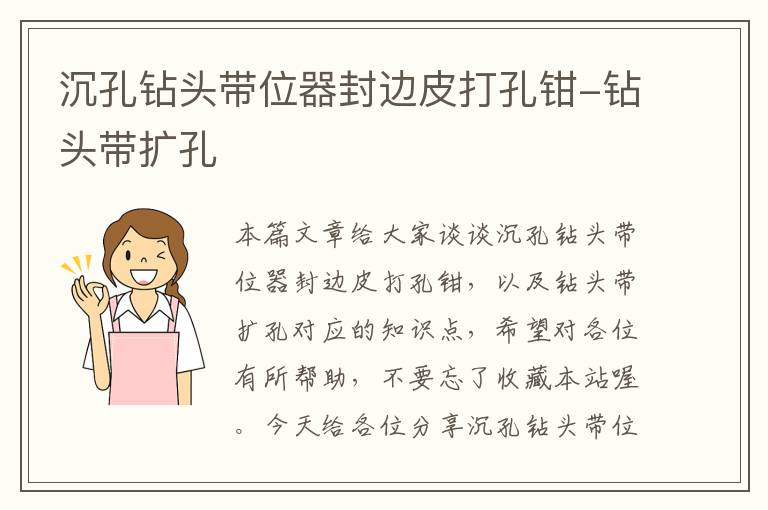沉孔钻头带位器封边皮打孔钳-钻头带扩孔