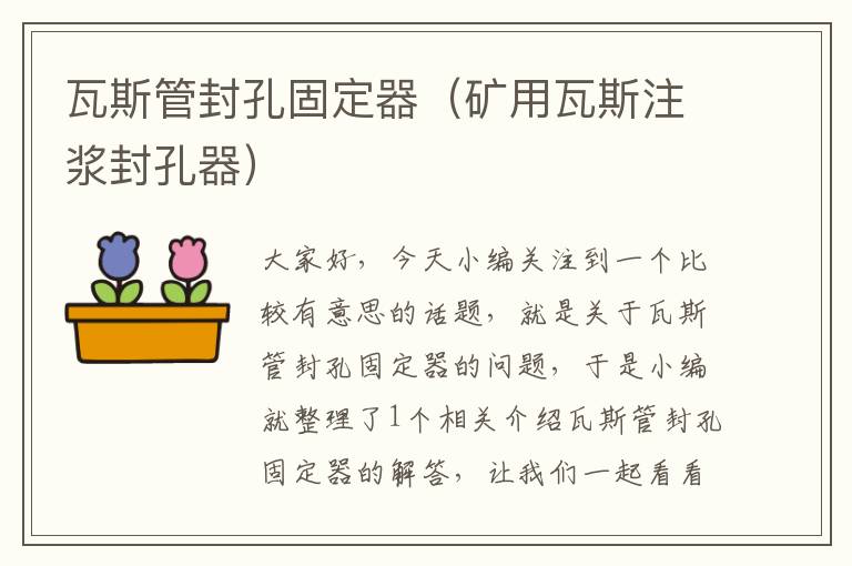 瓦斯管封孔固定器(矿用瓦斯注浆封孔器)
