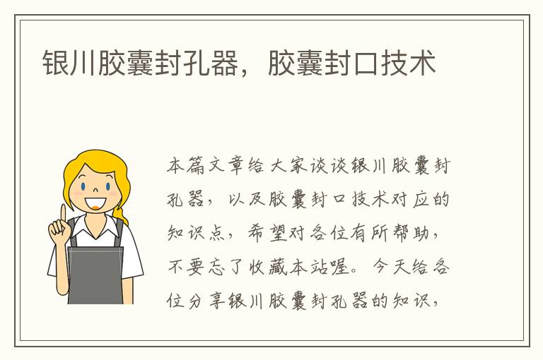 银川胶囊封孔器,胶囊封口技术